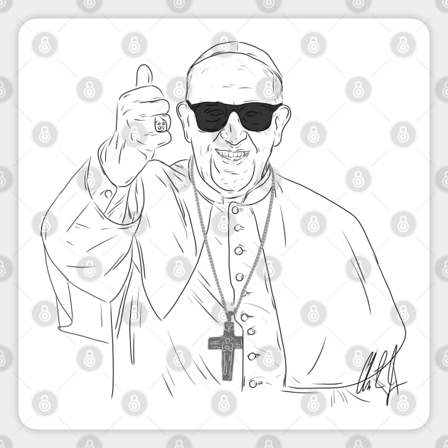 Pope Francis: Too Cool For School Magnet by 51Deesigns